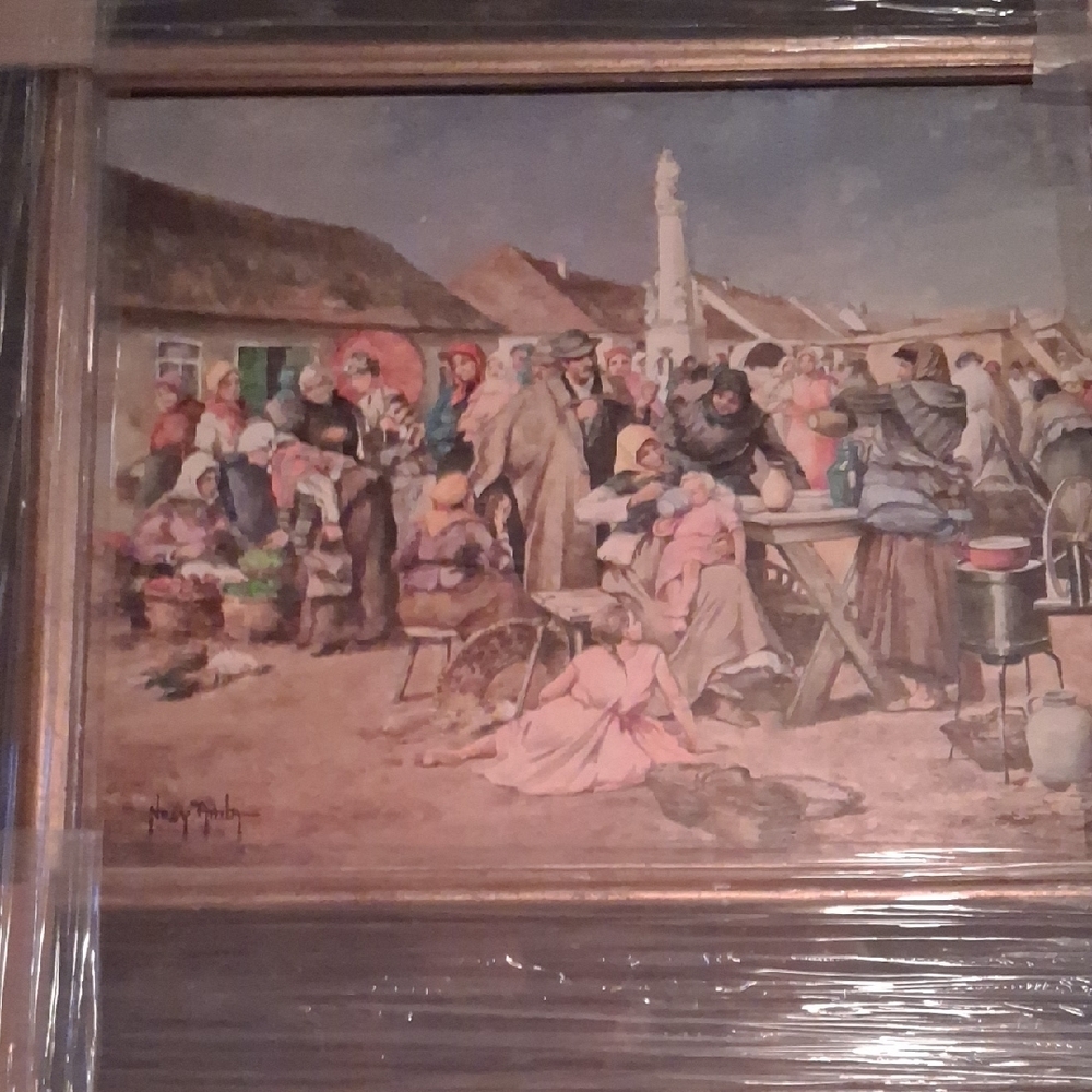 Village Market Scene Art Painting